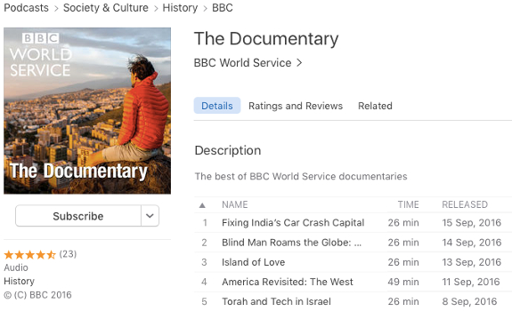 Giving listeners instant gratification by podcasting new content immediately is a good way for this (image: iTunes / BBC)